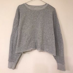 Cropped Distressed Heather Grey Sweatshirt